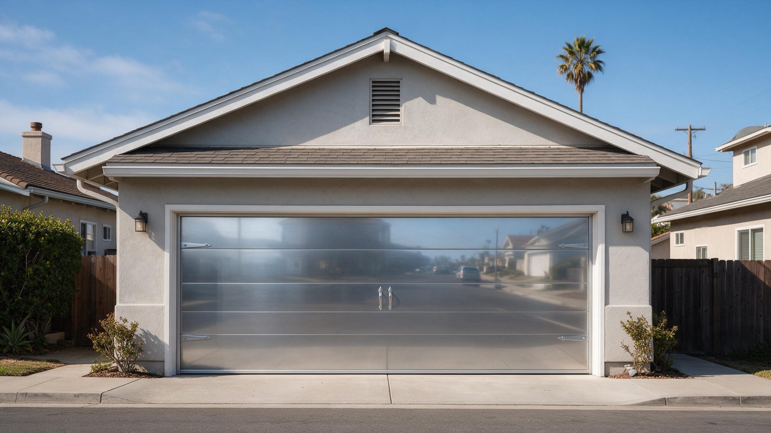 An All Star Garage & Gates Repair technician inspecting a garage door spring and track system on a local San Diego County property.